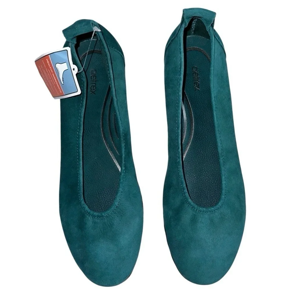 Aetrex‎ Brianna Ballet Flat Dark Teal Suede Shoe Women's Size 7.5